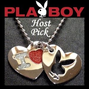 I Love Playboy Bunny Necklace Heart Pendant Charms y2k NWOT RARE HTF Authentic